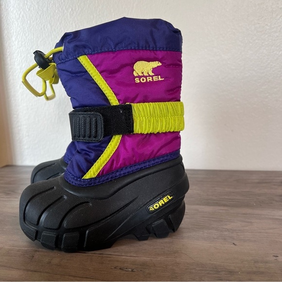 Sorel Little Girls Toddler Flurry Snow Winter Boots Purple Waterproof Size 5 - Picture 2 of 8